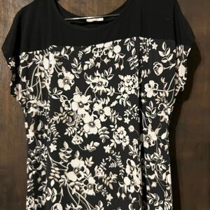 Chic Black and White Floral Blouse